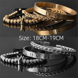 Luxury Roman Royal Crown Charm Bracelet Men Stainless Steel. Men Open Adjustable Bracelets Couple Jewelry Gift
