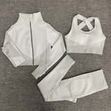 2/3PCS Seamless Women Yoga Set Workout Sportswear Gym Clothing Fitness Long Sleeve Crop Top