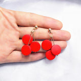 Dangle Drop Earrings Hot Three Round Wooden Hanging Earrings  Statement Earrings For Women