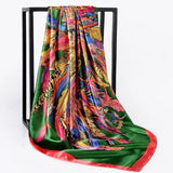 Silk Scarf Women Print Hair Neck Square Scarves Office Ladies Shawl Bandanna 90X90CM Muslim Hijab Handkerchief Muffler Foulard