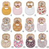 12Sets Tassel Saliva Towel.  Headband Floral Vintage Newborn.   Double Side Bibs Boys Girls Props Bandana Burps