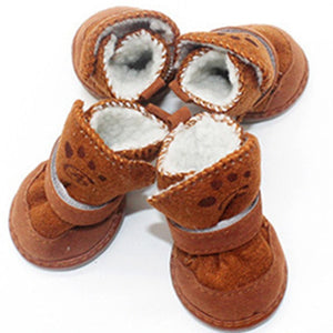 4 Pcs Thick Snow Dog Shoes Pet Chihuahua Animal Warming Shoes Plush Winter Pets Puppy Cats Warm Boots 1/2/3/4/5 Dog Shoes Winter