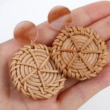 27 Style Korea Handmade Wooden Straw Weave Rattan Vine Braid Drop Earrings New Fashion Geometric Long Earrings