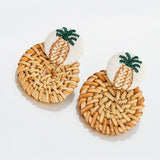 27 Style Korea Handmade Wooden Straw Weave Rattan Vine Braid Drop Earrings New Fashion Geometric Long Earrings