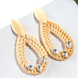 27 Style Korea Handmade Wooden Straw Weave Rattan Vine Braid Drop Earrings New Fashion Geometric Long Earrings