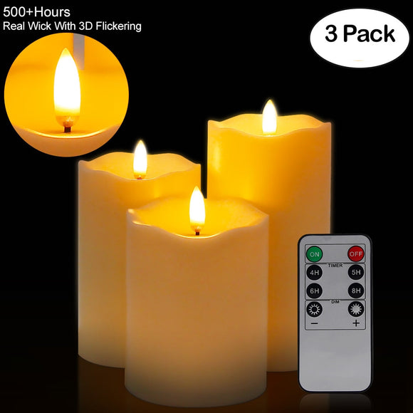 3Pcs/Set Remote Control LED Flameless Candle Lights