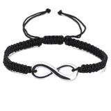 Infinite Sign Handmade Black/White Rope Braid Bracelet Bangle For Women Men Charm Adjustable Cuff Jewelry Gift FreeShipping