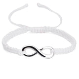 Infinite Sign Handmade Black/White Rope Braid Bracelet Bangle For Women Men Charm Adjustable Cuff Jewelry Gift FreeShipping