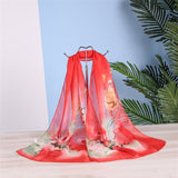 Scarf Women Spring Summer Silk Scarves Thin Flower Shawls And Wraps  Foulard Print Hijab Stoles Wholesale