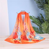 Scarf Women Spring Summer Silk Scarves Thin Flower Shawls And Wraps  Foulard Print Hijab Stoles Wholesale