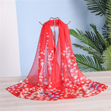 Scarf Women Spring Summer Silk Scarves Thin Flower Shawls And Wraps  Foulard Print Hijab Stoles Wholesale