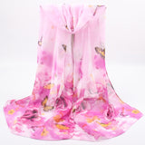 Scarf Women Spring Summer Silk Scarves Thin Flower Shawls And Wraps  Foulard Print Hijab Stoles Wholesale