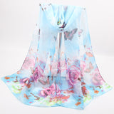 Scarf Women Spring Summer Silk Scarves Thin Flower Shawls And Wraps  Foulard Print Hijab Stoles Wholesale