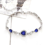 Womens Ladies Crystal Rhinestone Bangle Ocean Blue Bracelet Chain Heart Jewelry