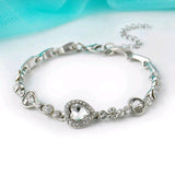 Womens Ladies Crystal Rhinestone Bangle Ocean Blue Bracelet Chain Heart Jewelry