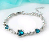 Womens Ladies Crystal Rhinestone Bangle Ocean Blue Bracelet Chain Heart Jewelry