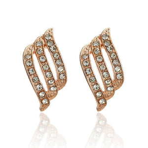 Gold Color Korean Style Simple Crystal Drop Earrings For Women