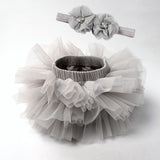 Baby girl tutu skirt 2pcs . Diaper cover. headband flower set