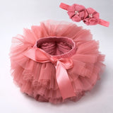 Baby girl tutu skirt 2pcs . Diaper cover. headband flower set