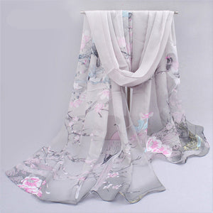 6 Colors New Chiffon Scarves  Women Summer Silk Scarf Chiffon Thin Shawls And Wraps  Foulard Flower Hijab Stoles Wholesale