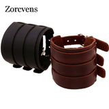 Fashion Punk Rivet Wide Leather Bracelets Men For Women Cuff Vintage Rock Jewelry