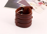 Fashion Punk Rivet Wide Leather Bracelets Men For Women Cuff Vintage Rock Jewelry