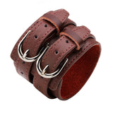 Fashion Punk Rivet Wide Leather Bracelets Men For Women Cuff Vintage Rock Jewelry