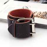 Fashion Punk Rivet Wide Leather Bracelets Men For Women Cuff Vintage Rock Jewelry