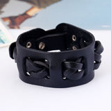 Fashion Punk Rivet Wide Leather Bracelets Men For Women Cuff Vintage Rock Jewelry