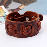 Fashion Punk Rivet Wide Leather Bracelets Men For Women Cuff Vintage Rock Jewelry