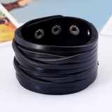 Fashion Punk Rivet Wide Leather Bracelets Men For Women Cuff Vintage Rock Jewelry