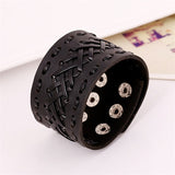 Fashion Punk Rivet Wide Leather Bracelets Men For Women Cuff Vintage Rock Jewelry