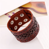 Fashion Punk Rivet Wide Leather Bracelets Men For Women Cuff Vintage Rock Jewelry