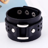 Fashion Punk Rivet Wide Leather Bracelets Men For Women Cuff Vintage Rock Jewelry