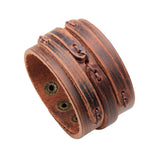 Fashion Punk Rivet Wide Leather Bracelets Men For Women Cuff Vintage Rock Jewelry