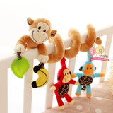 Baby Toys for Children 0-12 Months Plush Rattle Crib Spiral Hanging Mobile Infant Newborn Stroller Bed Animal Gift Happy Monkey