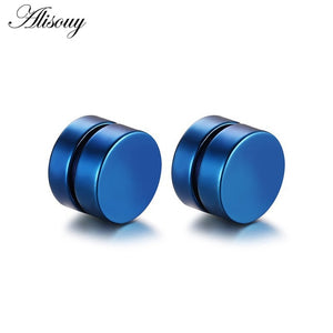 2pcs Punk Mens Strong Magnet Magnetic Ear Stud Set Non Piercing Earrings Fake Earrings