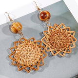 27 Style Korea Handmade Wooden Straw Weave Rattan Vine Braid Drop Earrings New Fashion Geometric Long Earrings