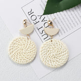 27 Style Korea Handmade Wooden Straw Weave Rattan Vine Braid Drop Earrings New Fashion Geometric Long Earrings