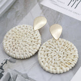 27 Style Korea Handmade Wooden Straw Weave Rattan Vine Braid Drop Earrings New Fashion Geometric Long Earrings