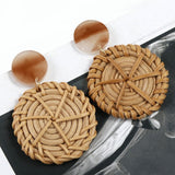 27 Style Korea Handmade Wooden Straw Weave Rattan Vine Braid Drop Earrings New Fashion Geometric Long Earrings