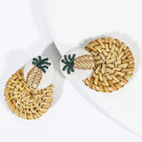 27 Style Korea Handmade Wooden Straw Weave Rattan Vine Braid Drop Earrings New Fashion Geometric Long Earrings