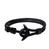 Anchor Bracelet Men Charm Survival Rope Chain Bracelets Paracord Fashion Black Color Anchor Bracelet Male Wrap Metal Sport Hooks