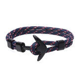 Anchor Bracelet Men Charm Survival Rope Chain Bracelets Paracord Fashion Black Color Anchor Bracelet Male Wrap Metal Sport Hooks