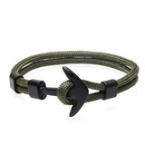 Anchor Bracelet Men Charm Survival Rope Chain Bracelets Paracord Fashion Black Color Anchor Bracelet Male Wrap Metal Sport Hooks