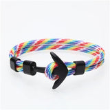 Anchor Bracelet Men Charm Survival Rope Chain Bracelets Paracord Fashion Black Color Anchor Bracelet Male Wrap Metal Sport Hooks