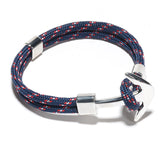 Anchor Bracelet Men Charm Survival Rope Chain Bracelets Paracord Fashion Black Color Anchor Bracelet Male Wrap Metal Sport Hooks