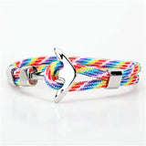 Anchor Bracelet Men Charm Survival Rope Chain Bracelets Paracord Fashion Black Color Anchor Bracelet Male Wrap Metal Sport Hooks
