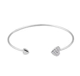 Adjustable Crystal Double Heart Bow Bilezik Cuff Opening Bracelet For Women Jewelry G