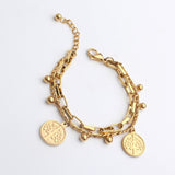 Tree Owl Boy and Girl Charm Bracelet Double Layer Gold Figaro Chain Bracelets For Men Women